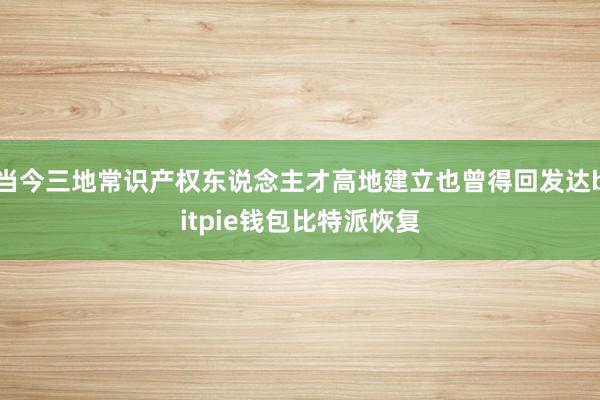 当今三地常识产权东说念主才高地建立也曾得回发达bitpie钱包比特派恢复