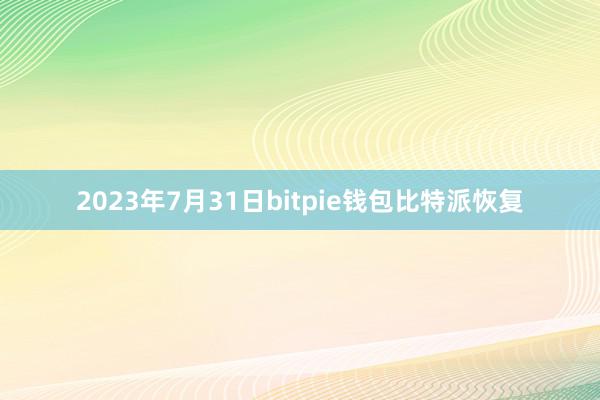 2023年7月31日bitpie钱包比特派恢复