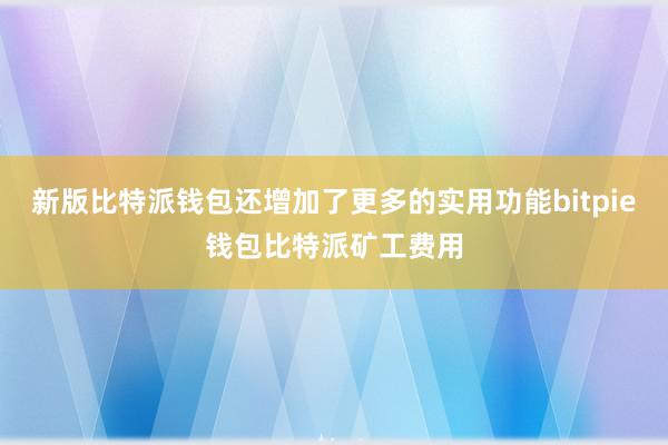 新版比特派钱包还增加了更多的实用功能bitpie钱包比特派矿工费用