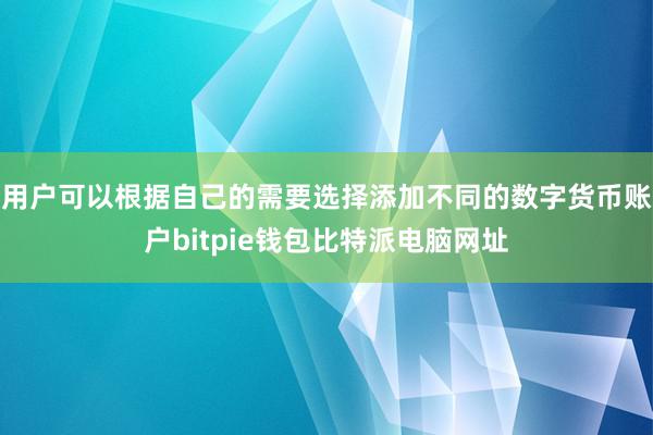 用户可以根据自己的需要选择添加不同的数字货币账户bitpie钱包比特派电脑网址