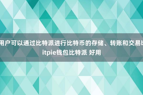 用户可以通过比特派进行比特币的存储、转账和交易bitpie钱包比特派 好用