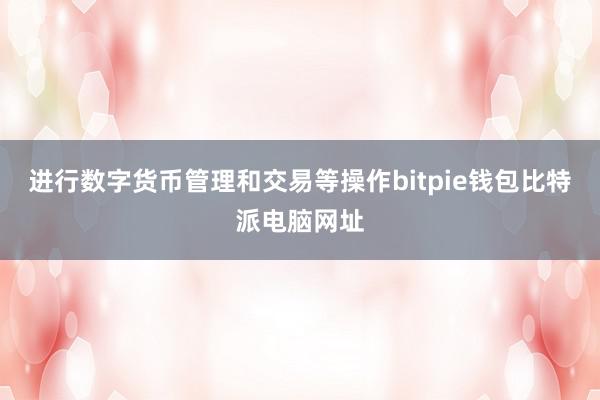 进行数字货币管理和交易等操作bitpie钱包比特派电脑网址