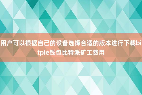 用户可以根据自己的设备选择合适的版本进行下载bitpie钱包比特派矿工费用