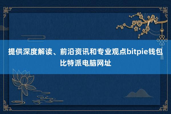 提供深度解读、前沿资讯和专业观点bitpie钱包比特派电脑网址