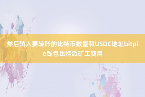 然后输入要转账的比特币数量和USDC地址bitpie钱包比特派矿工费用