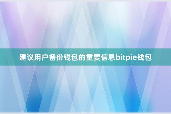 建议用户备份钱包的重要信息bitpie钱包