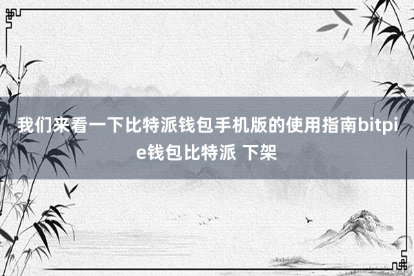 我们来看一下比特派钱包手机版的使用指南bitpie钱包比特派 下架