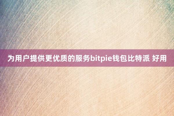 为用户提供更优质的服务bitpie钱包比特派 好用