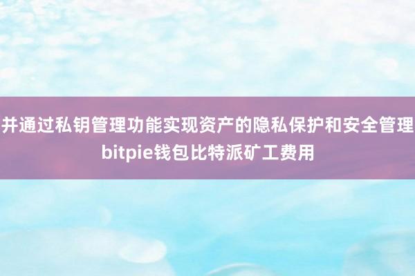 并通过私钥管理功能实现资产的隐私保护和安全管理bitpie钱包比特派矿工费用