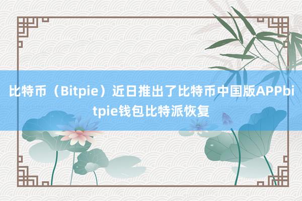 比特币（Bitpie）近日推出了比特币中国版APPbitpie钱包比特派恢复