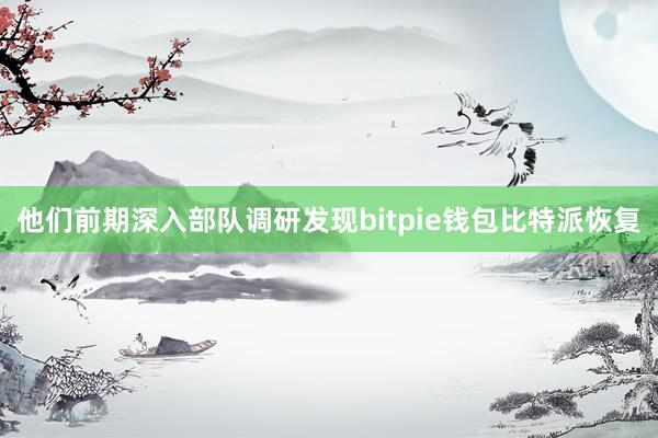 他们前期深入部队调研发现bitpie钱包比特派恢复