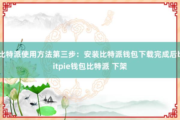 比特派使用方法第三步：安装比特派钱包下载完成后bitpie钱包比特派 下架