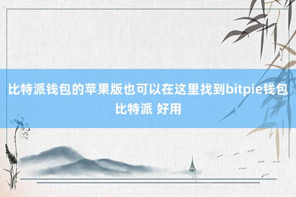 比特派钱包的苹果版也可以在这里找到bitpie钱包比特派 好用