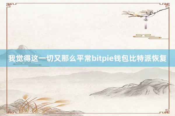 我觉得这一切又那么平常bitpie钱包比特派恢复