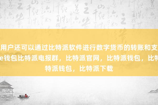 用户还可以通过比特派软件进行数字货币的转账和支付bitpie钱包比特派电报群，比特派官网，比特派钱包，比特派下载