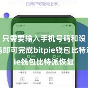 只需要输入手机号码和设置密码即可完成bitpie钱包比特派恢复