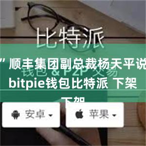 ”顺丰集团副总裁杨天平说bitpie钱包比特派 下架