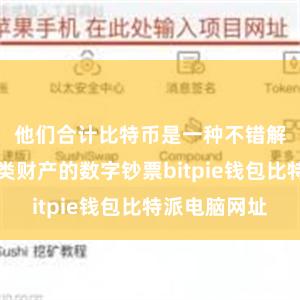 他们合计比特币是一种不错解放东谈主类财产的数字钞票bitpie钱包比特派电脑网址