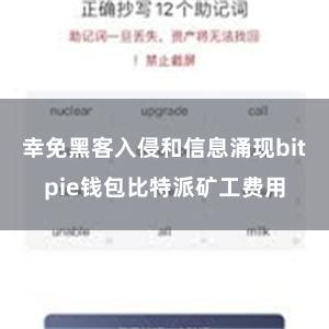 幸免黑客入侵和信息涌现bitpie钱包比特派矿工费用